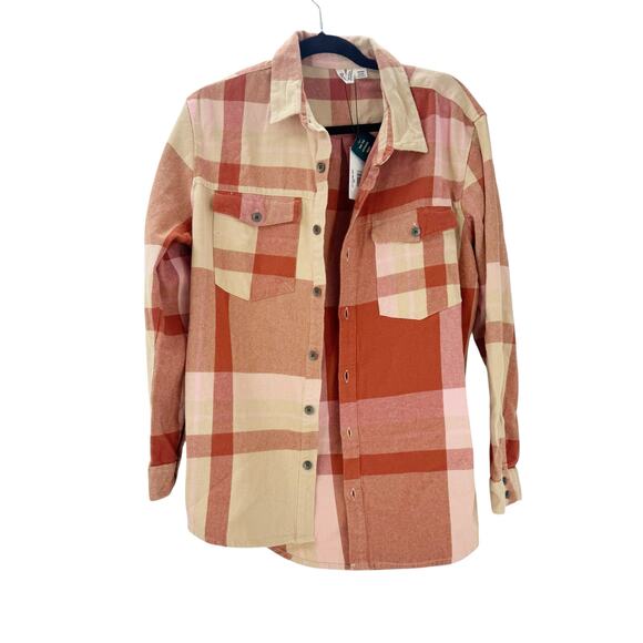 Roxy Let It Go Flannel Long Sleeve Button Up Shirt Boyfriend Fit Size XS NWT - Picture 6 of 12